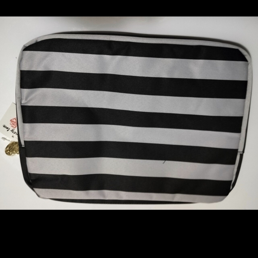 Syndey LOVE Black and Gray Striped Pouch - Picture 2 of 5
